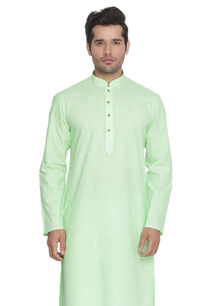 Mint Green Cotton Solid Kurta VDVAS30062315 - Indian Silk House Agencies