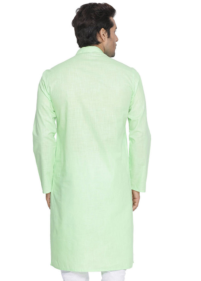 Mint Green Cotton Solid Kurta VDVAS30062315 - Indian Silk House Agencies
