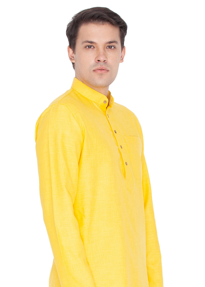 Yellow Cotton Printed Kurta VDVAS30062306