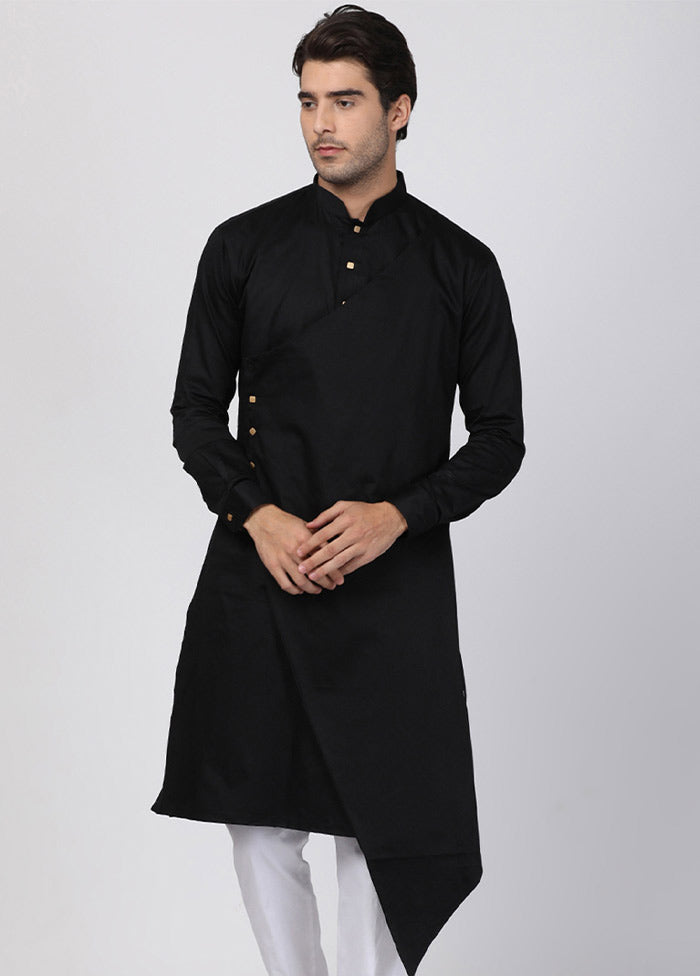 Black Cotton Solid Kurta VDVAS30062302 - Indian Silk House Agencies