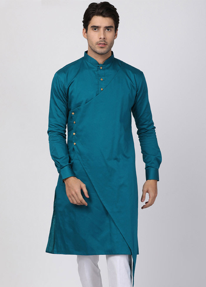 Blue Cotton Solid Kurta VDVAS30062305 - Indian Silk House Agencies