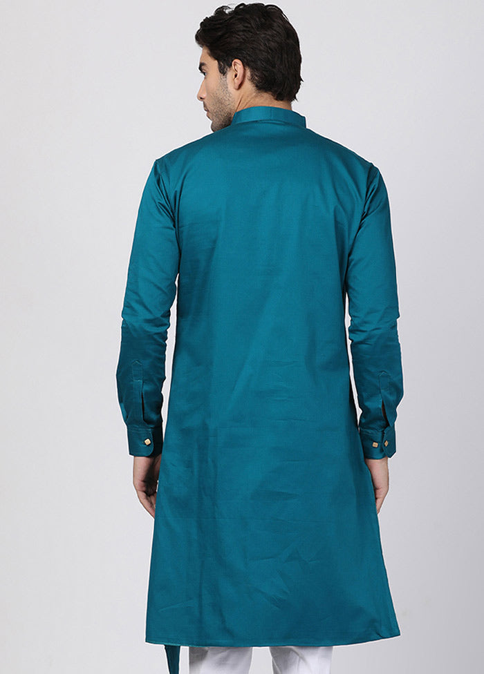 Blue Cotton Solid Kurta VDVAS30062305 - Indian Silk House Agencies