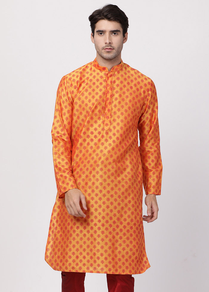 Orange Cotton Printed Kurta VDVAS30062300 - Indian Silk House Agencies