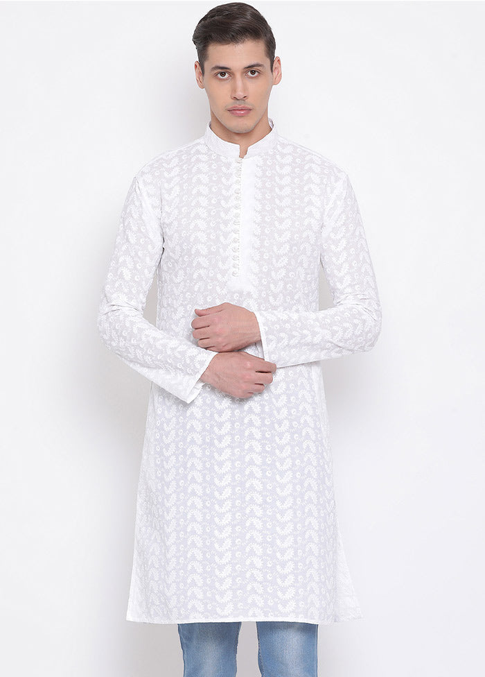 White Cotton Printed Kurta VDVAS30062320 - Indian Silk House Agencies