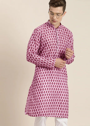 Pink Cotton Printed Kurta VDVAS30062340 - Indian Silk House Agencies
