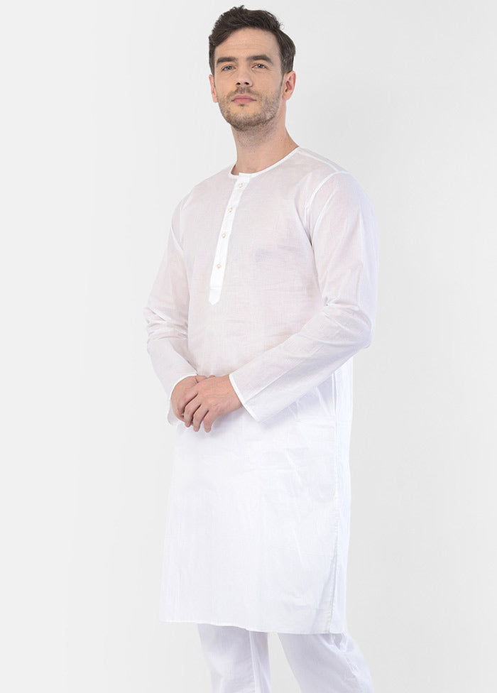 White Cotton Solid Kurta VDVAS30062326 - Indian Silk House Agencies
