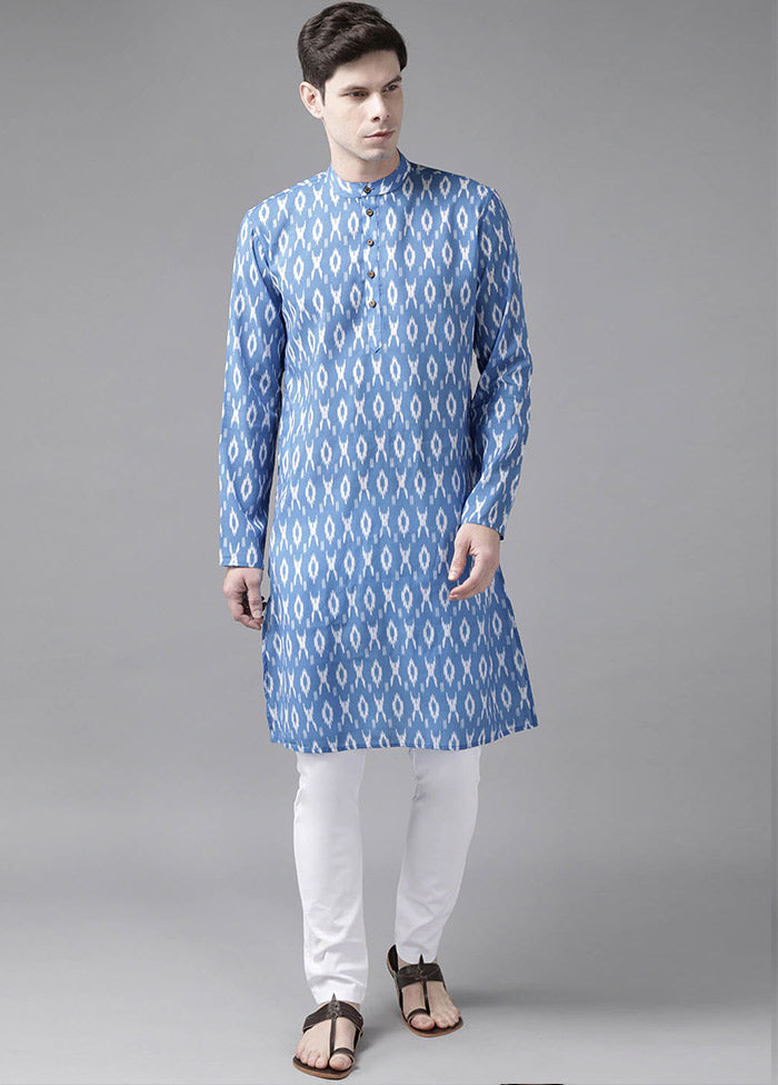 Blue Cotton Printed Kurta VDVAS30062334 - Indian Silk House Agencies