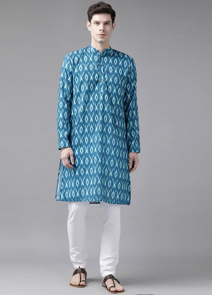 Turquoise Cotton Printed Kurta VDVAS30062336 - Indian Silk House Agencies