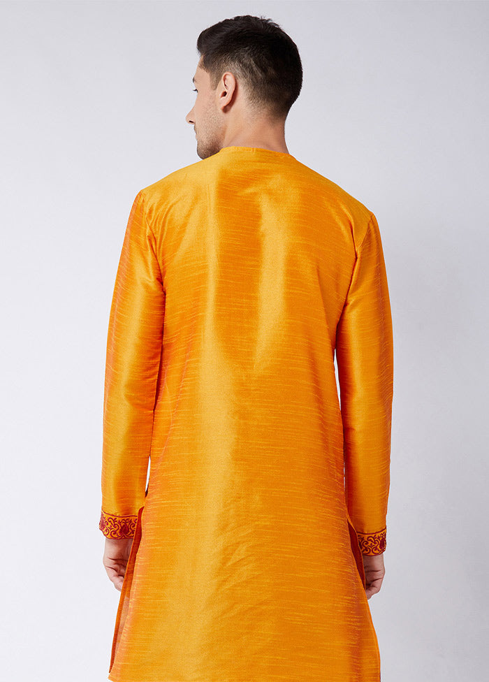 Orange Dupion Silk Printed Kurta VDVAS30062337 - Indian Silk House Agencies