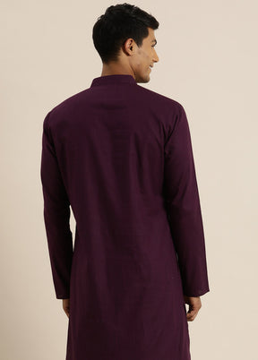 Purple Cotton Printed Kurta VDVAS30062350 - Indian Silk House Agencies