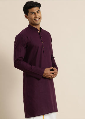 Purple Cotton Printed Kurta VDVAS30062350 - Indian Silk House Agencies