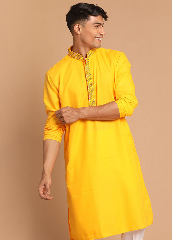 Yellow Cotton Printed Kurta VDVAS30062362 - Indian Silk House Agencies