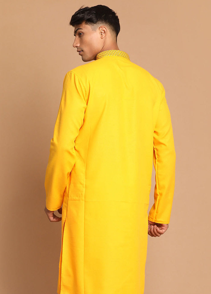Yellow Cotton Printed Kurta VDVAS30062362 - Indian Silk House Agencies