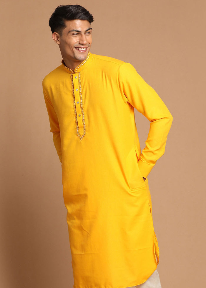 Yellow Cotton Printed Kurta VDVAS30062363 - Indian Silk House Agencies
