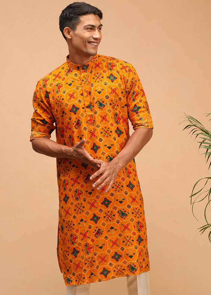 Orange Cotton Printed Kurta VDVAS30062364 - Indian Silk House Agencies