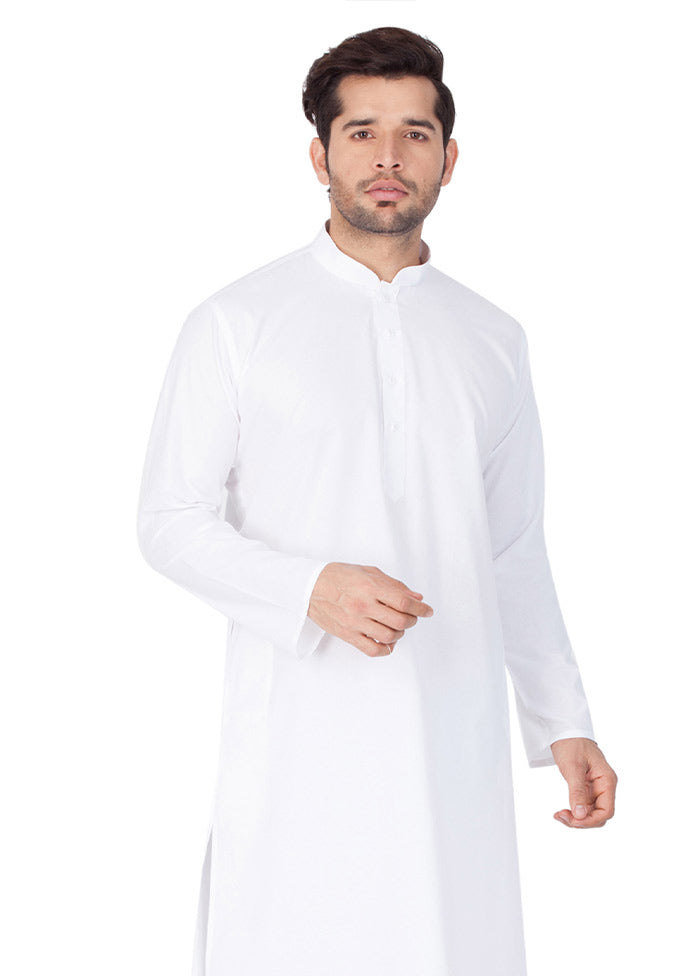 White Cotton Solid Kurta VDVAS30062294 - Indian Silk House Agencies