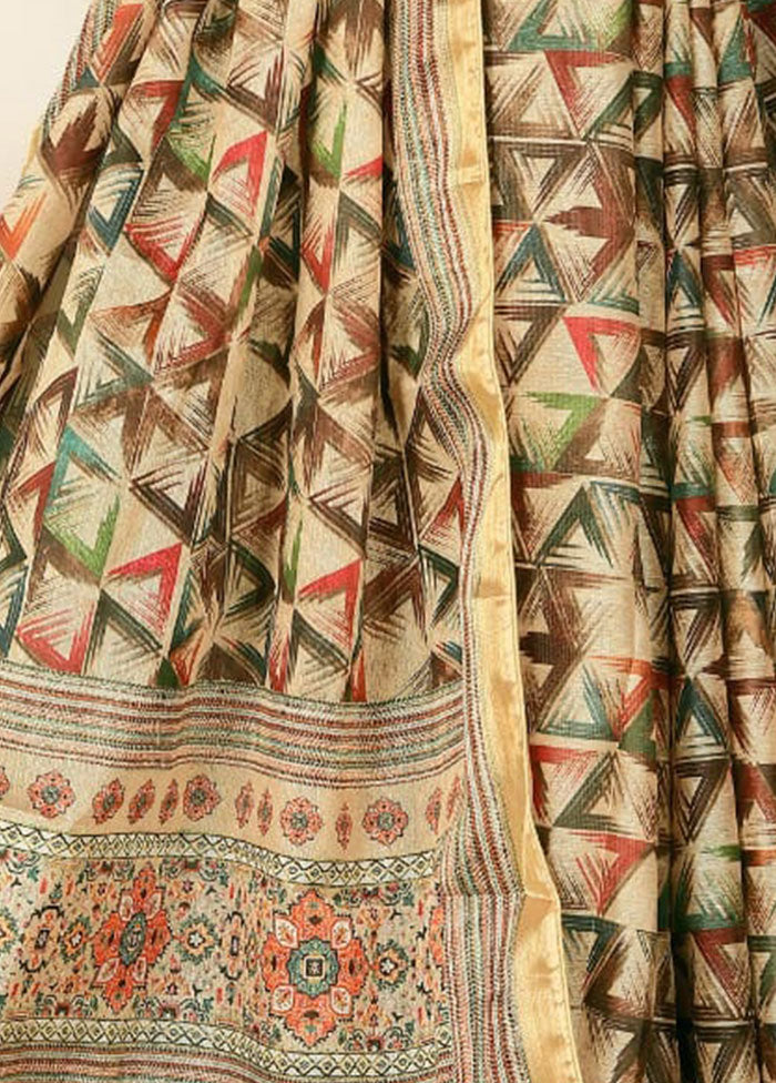 Light Yellow Spun Silk Saree With Blouse Piece - Indian Silk House Agencies