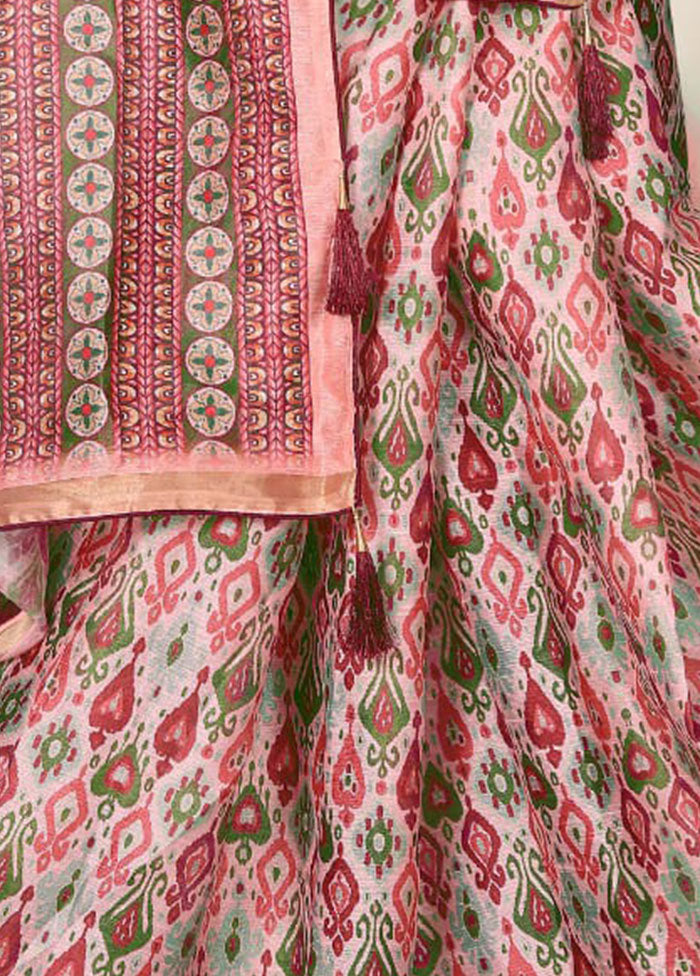 Pink Spun Silk Saree With Blouse Piece - Indian Silk House Agencies