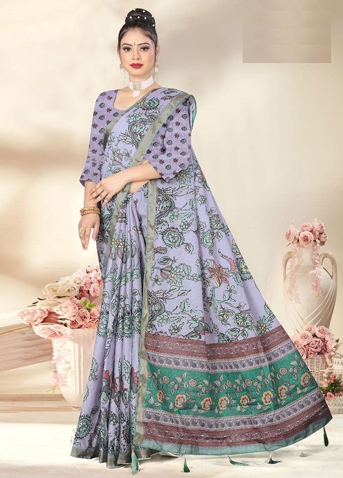 Lavender Spun Silk Saree With Blouse Piece - Indian Silk House Agencies