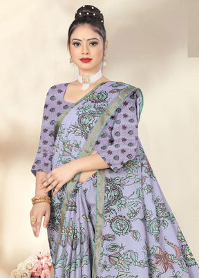 Lavender Spun Silk Saree With Blouse Piece - Indian Silk House Agencies