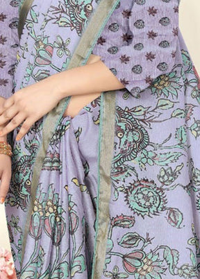 Lavender Spun Silk Saree With Blouse Piece - Indian Silk House Agencies