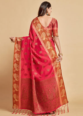 Pink Spun Silk Saree With Blouse Piece - Indian Silk House Agencies