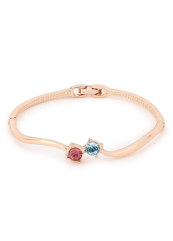 Estelle Rose Gold Swarovski Austrian Crystal Adjustable Bracelet For Girls and Women - Indian Silk House Agencies