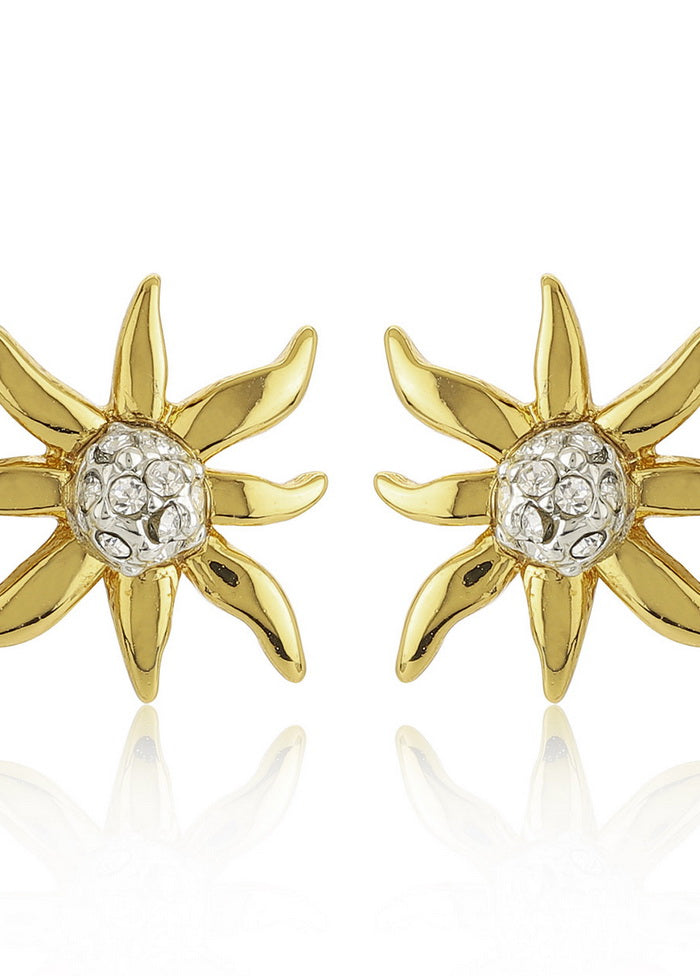 Estelle Star Shaped Stud Earrings With White Crystal Stone - Indian Silk House Agencies