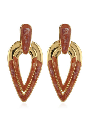 Estelle Brown Enamel Dangler Earrings - Indian Silk House Agencies