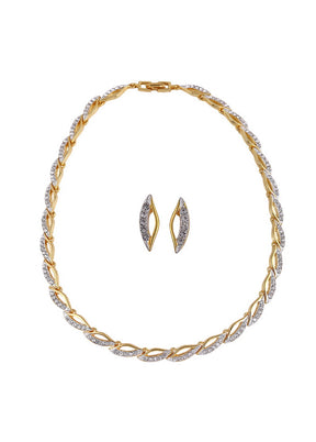 Estelle Gold Plated Necklace Set With Earrings Jewellery or AD Necklace Set For Women - Indian Silk House Agencies