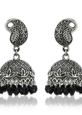 Estelle Oxidised Black Beads Jhumki - Indian Silk House Agencies