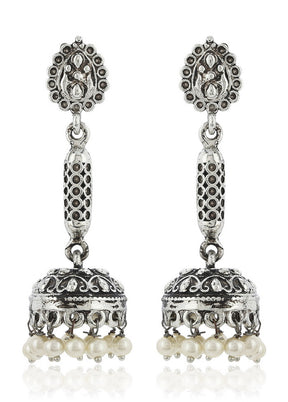 Estelle Pearl drop long Jhumka Earrings - Indian Silk House Agencies