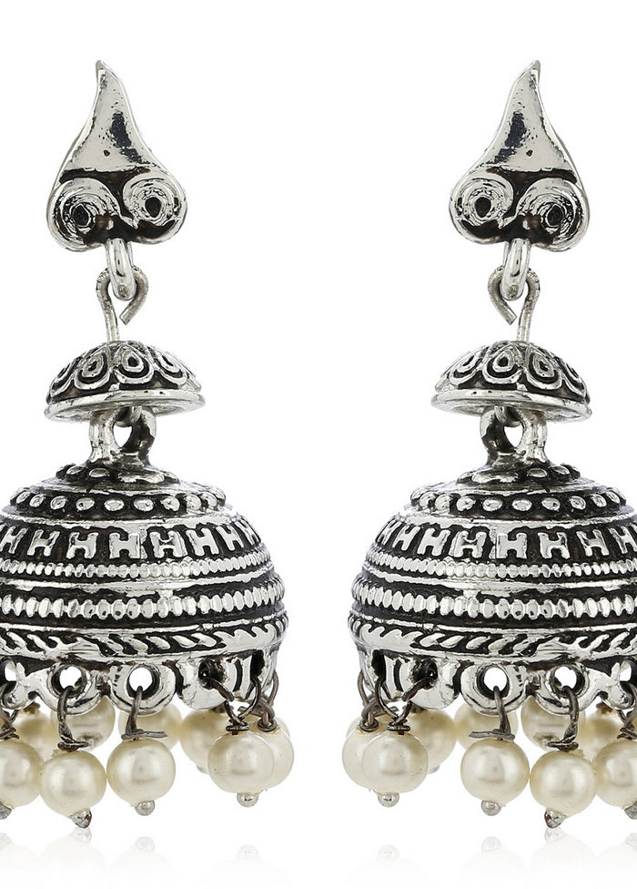 Estelle White beaded drop Jhumka Earrings - Indian Silk House Agencies