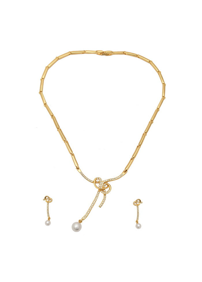 Estelle Modern Gold plated Beautiful Bowline Necklace - Indian Silk House Agencies