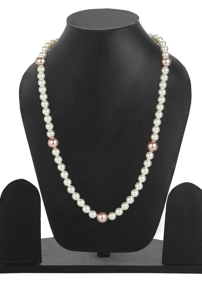 Estelle Handcrafted One Line White Flux Pearl Necklace - Indian Silk House Agencies