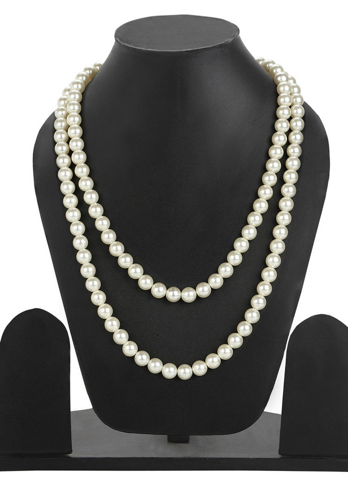 Estelle Handcrafted Two Line White Flux Pearl Necklace - Indian Silk House Agencies