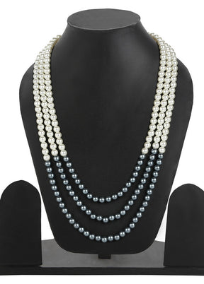 Estelle Handcrafted Blue And White Pearl Necklace - Indian Silk House Agencies