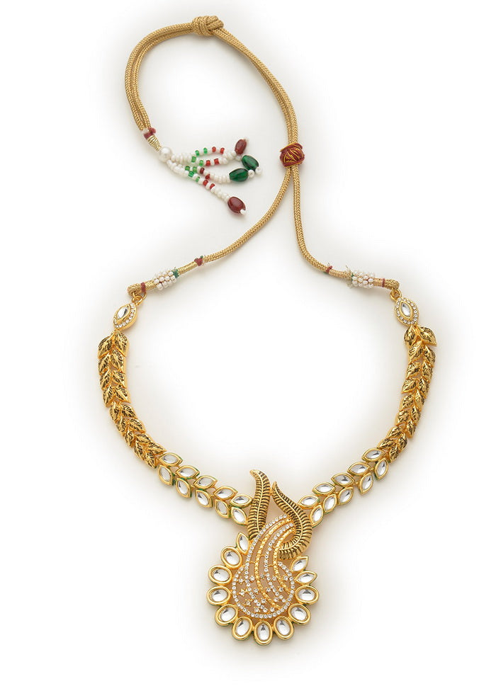 Estelle Traditional Antique Gold tone Kundan Paisley Fern Necklace - Indian Silk House Agencies