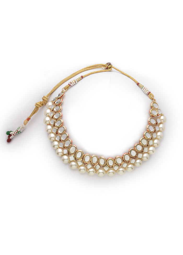 Estelle Polki Collection Off White Gold Plated Necklace Set - Indian Silk House Agencies