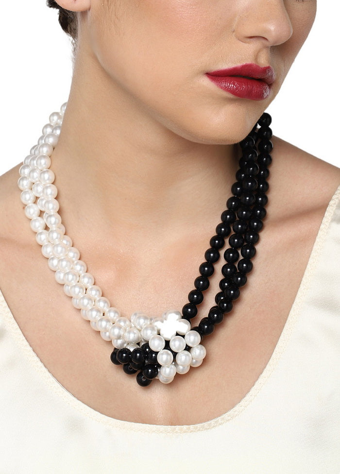 Estelle Black And White Flux Pearl Necklace - Indian Silk House Agencies