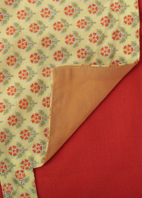 Orange And Yellow Cotton Silk Kurta Orange Cotton Pants - Indian Silk House Agencies