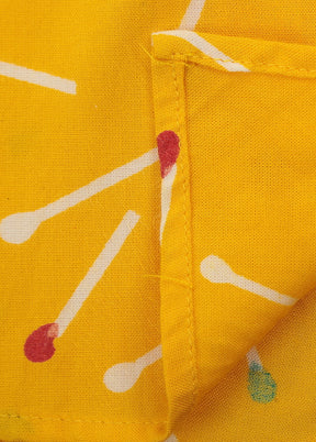 Yellow Kurta with Matchstick Print White Pyjamas - Indian Silk House Agencies