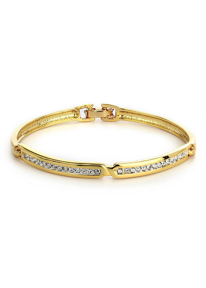 Estelle Gold And Silver Plated White Crystal Stone Bangle Bracelet - Indian Silk House Agencies