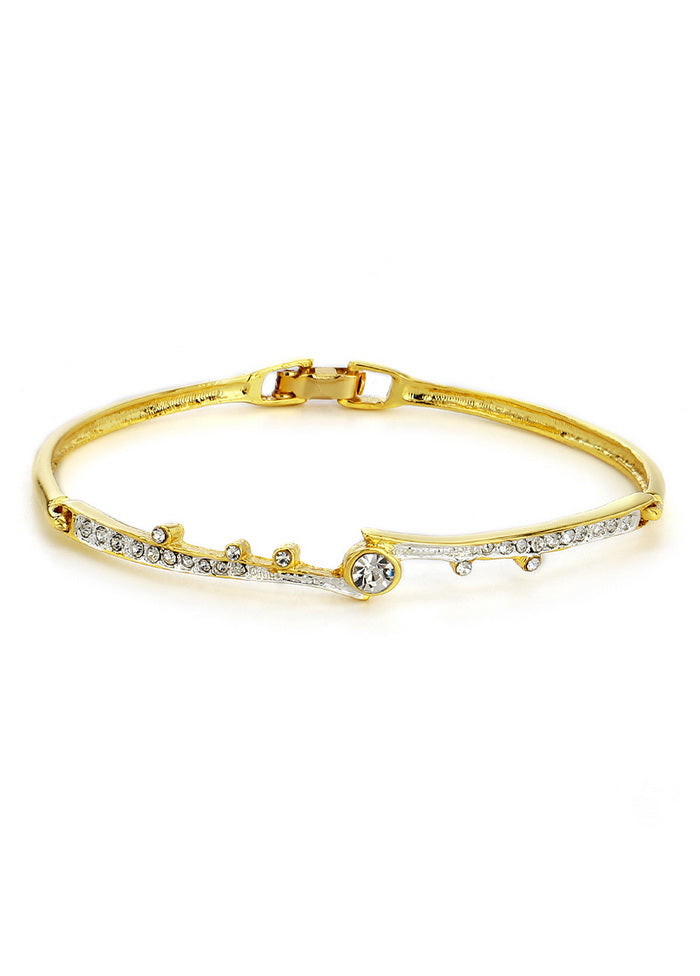 Estelle Two Plated White Crystal Stone Bangle Bracelet For Women - Indian Silk House Agencies