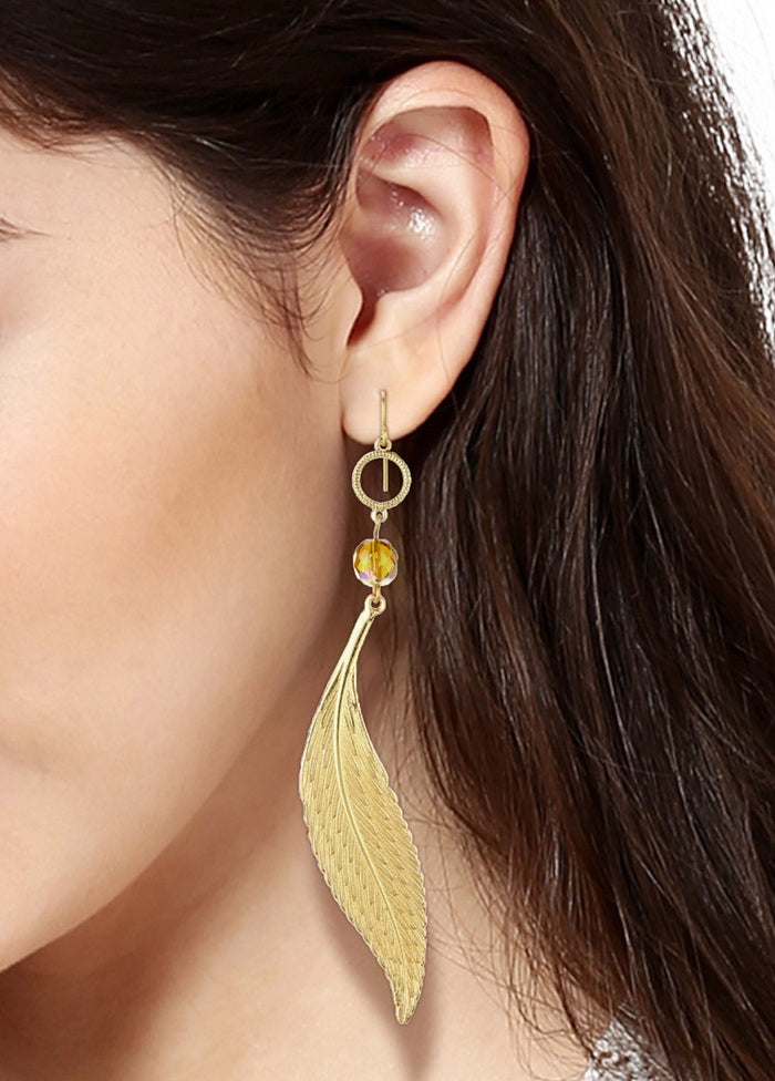 Estelle Leaf Shaped Hoop Earrings - Indian Silk House Agencies