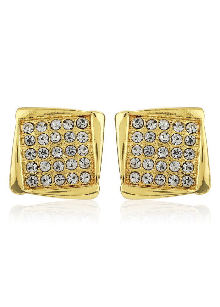Estelle Square Shaped Stud With White Austrian Crystal Stone Earrings - Indian Silk House Agencies