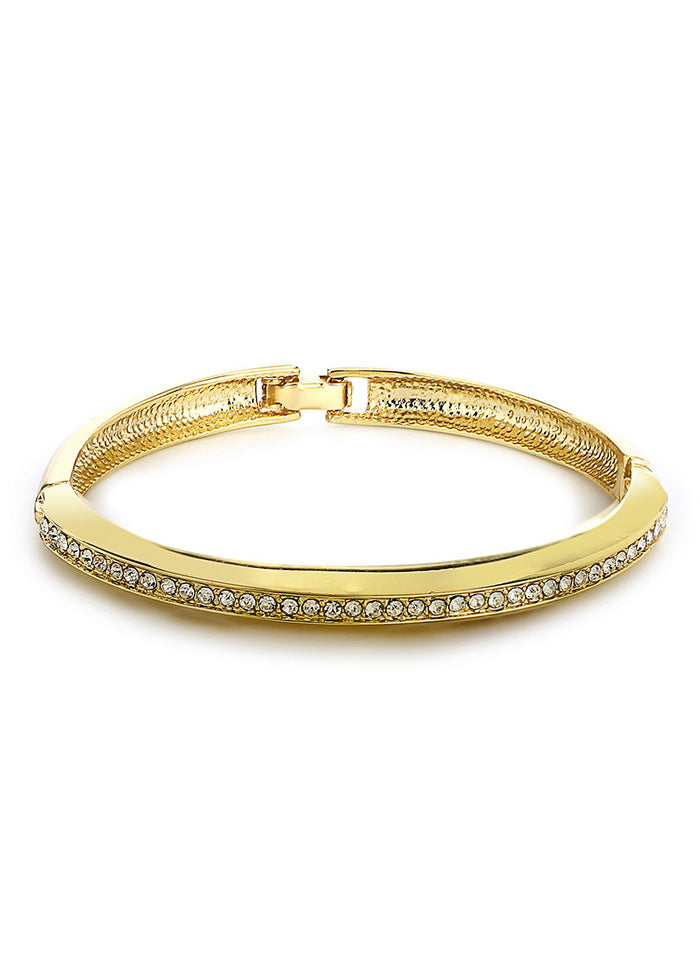 Estelle Gold Tone Plated White Stone Kaada Bracelet For Womens - Indian Silk House Agencies
