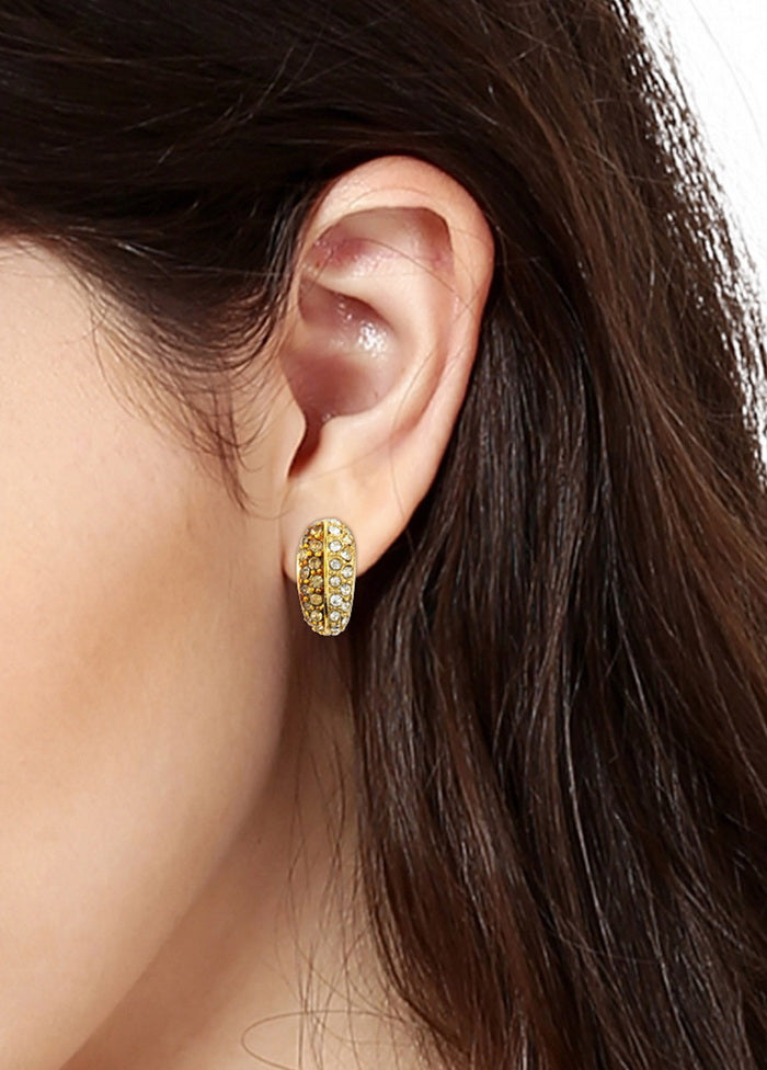 Estelle Gold Plated White Austrian Crystal Stone Stud Earrings - Indian Silk House Agencies