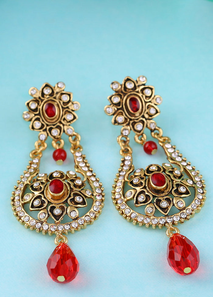 Estelle Traditional Gold Plated Pearl Dangle Drop Earrings for Women - Indian Silk House Agencies