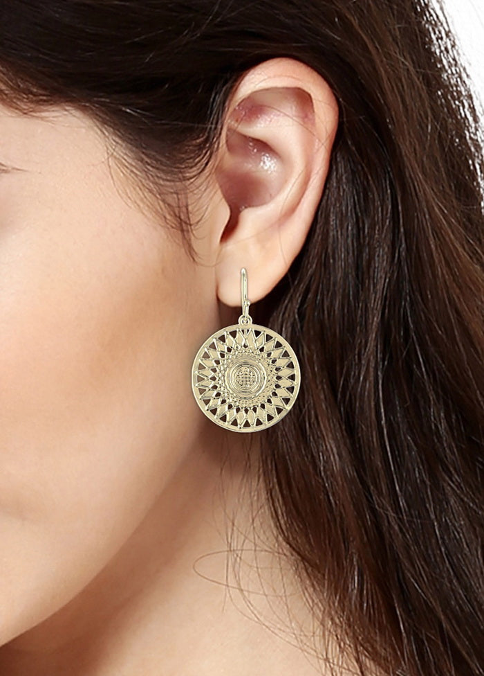 Estelle Gold Plated Round Drop Hoop Earrings - Indian Silk House Agencies